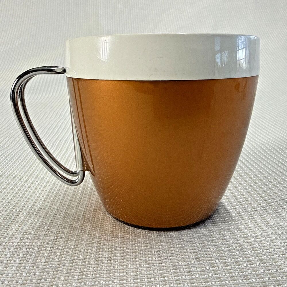 Vintage Plastic Coffee Mug Cup Copper Silver Handle Insulated NFC MCM - USA